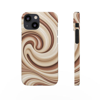 Phone Case - Brown Cream Swirl Pattern Slim Snap Case