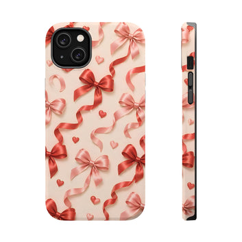 Romantic Red Bows Phone Case — Magnetic Impact-Resistant iPhone Cover