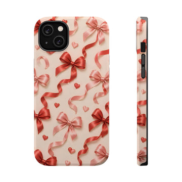 Romantic Red Bows Phone Case — Magnetic Impact-Resistant iPhone Cover